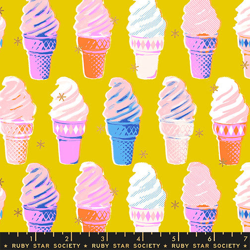 PRESALE Best Day Ever Ice Cream Metallic Golden Yardage by Melody Miller for Ruby Star Society | RS0105 13M