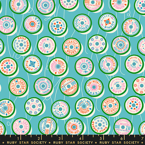 Trinketry Spools Turquoise Yardage by Melody Miller for Ruby Star Society | RS0111 18