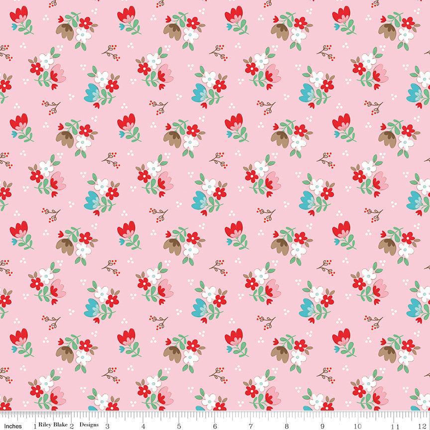Whimsical Woodland Floral Pink Yardage by Tasha Noel for Riley Blake Designs | C17642-PINK