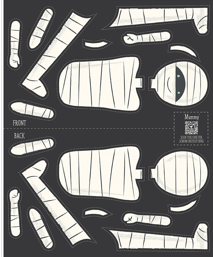 Frank and Friends Mummy Panel by My Mind's Eye for Riley Blake Designs | Panel Size 35 1/2" x 43 1/2" | P17479-PANEL
