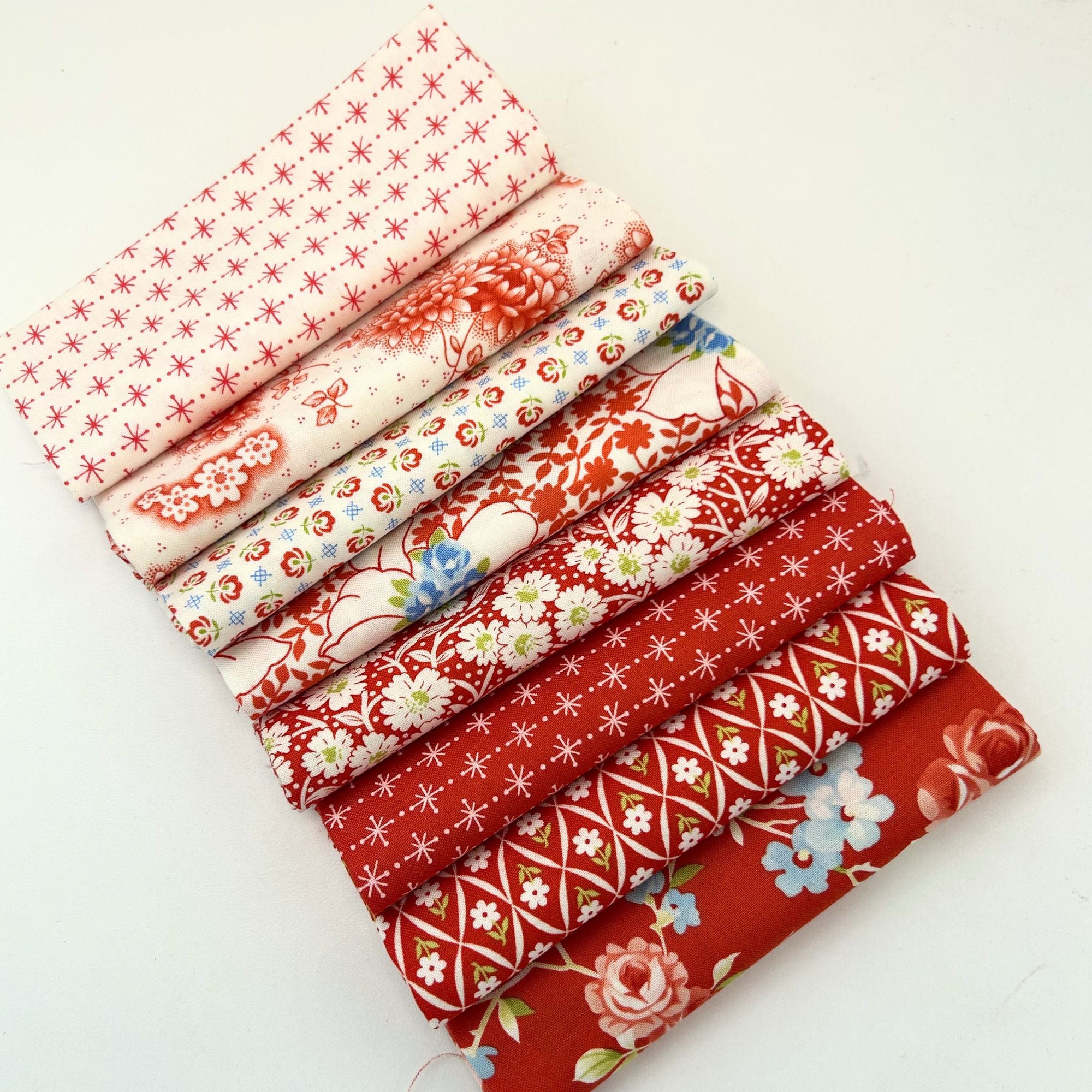 Rosie Custom Fat Quarter Bundle Red by Fig Tree & Co for Moda Fabrics | 8 FQs | Curated Bundle