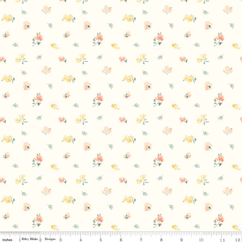 New Beginnings Sweet Peas Cream Yardage by Sandy Gervais for Riley Blake Designs | C15752-CREAM