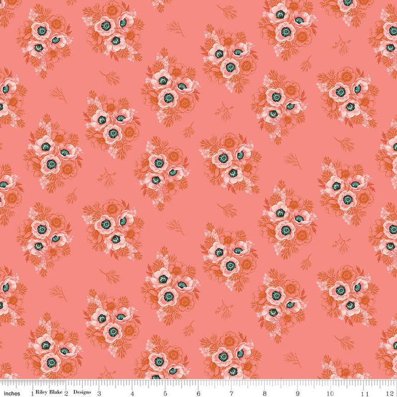 Porch Swing Coral Vignettes Yardage by Ashley Collett for Riley Blake Designs | C14054 CORAL
