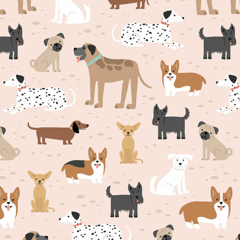 Beige Dogs Comfy Flannel by A.E. Nathan | Double Brushed Flannel | Dog Fabric