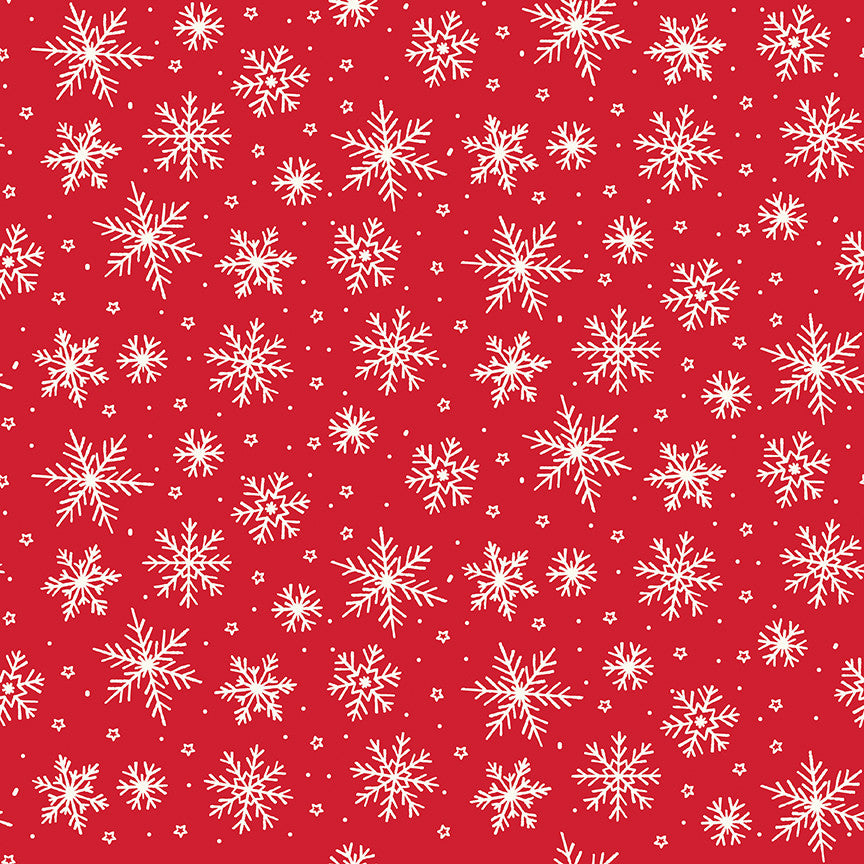 The North Pole Flannel Snowflakes Tomato by My Mind's Eye for Riley Blake Designs | F17752-TOMATO