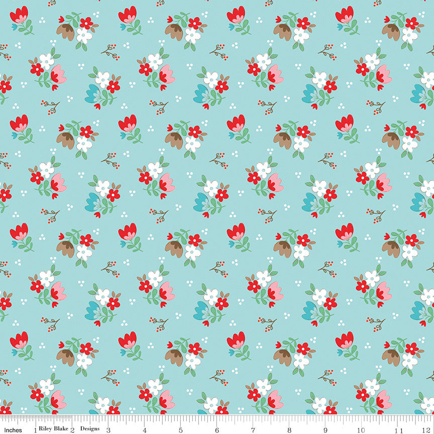 Whimsical Woodland Floral Aqua Yardage by Tasha Noel for Riley Blake Designs | C17642-AQUA