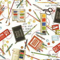 PRESALE She Who Sews–The Maker Draw Near Art Toss White Yardage by J. Wecker Frisch for Riley Blake Designs | CD18527-WHITE