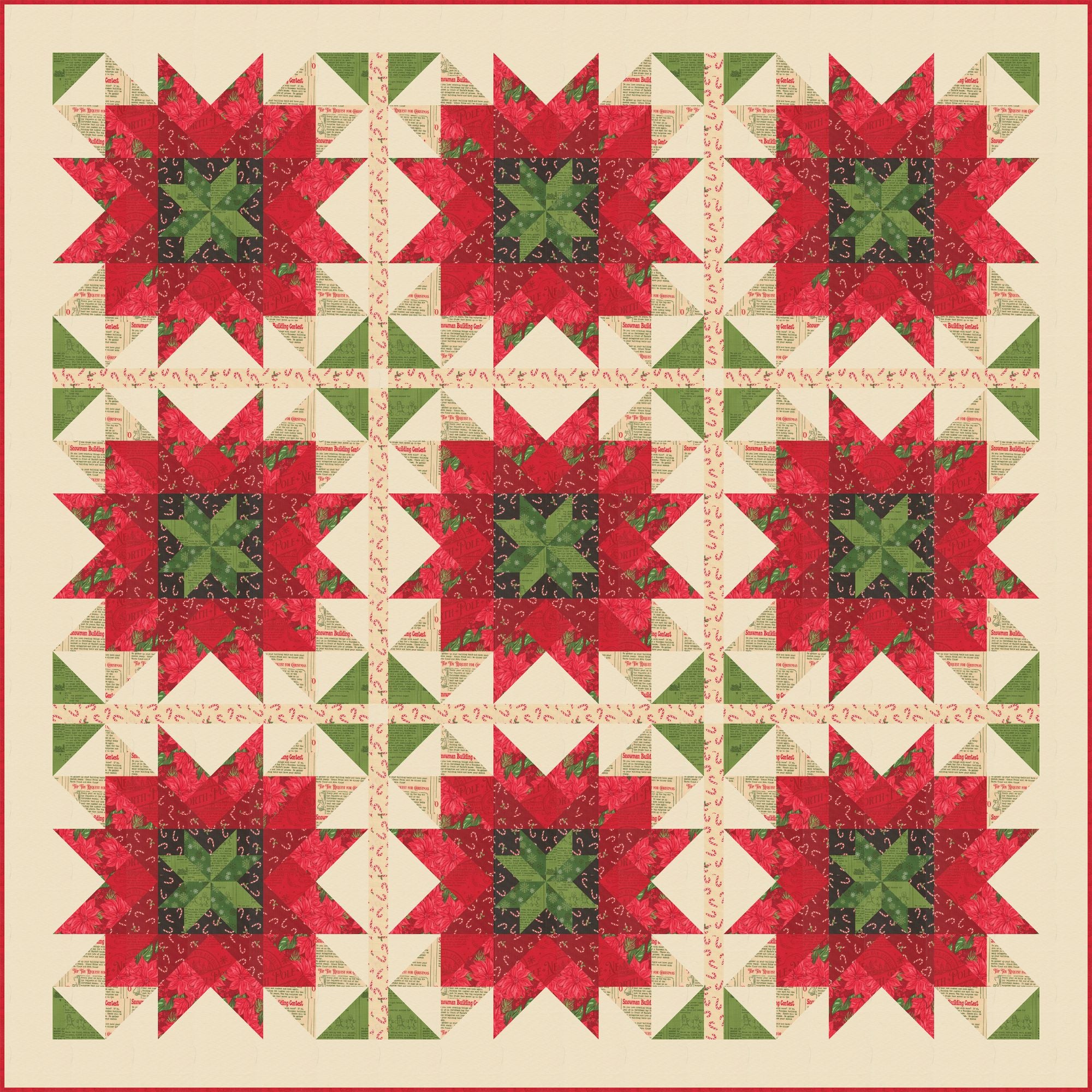 PRESALE Holiday Flora Custom Quilt Kit With Holiday Cheer by Stacy Iest Hsu | Quilt Size 62 1/4” x 62 1/4” (Light Version)