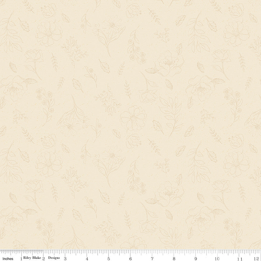 Orchard House Sketch Floral Cream Yardage by Heather Peterson for Riley Blake Designs | C17722-CREAM