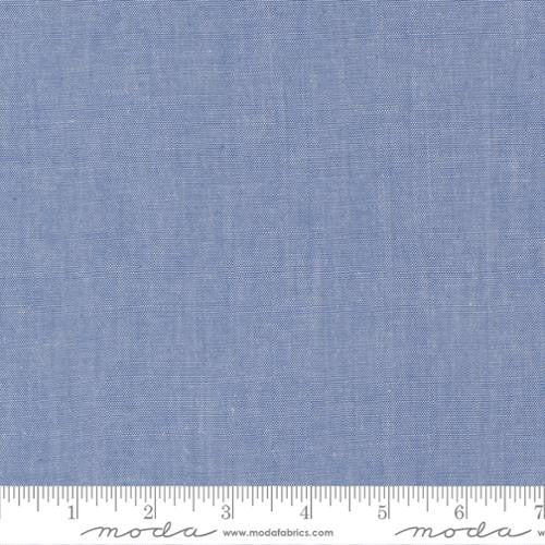Moda Chambray Medium Blue by Moda Fabrics | Textured Blue Chambray Fabric | 12051 15