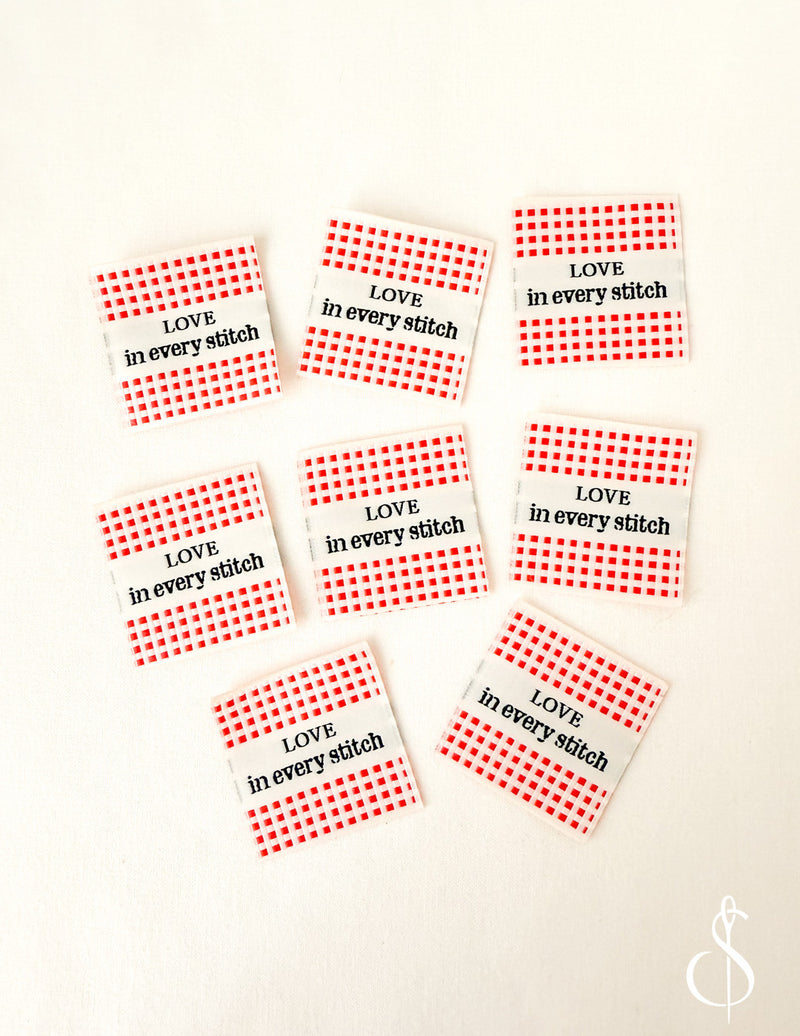 Minki Kim Check Love Woven Labels | 8 Woven Labels | P178-SIWL15
