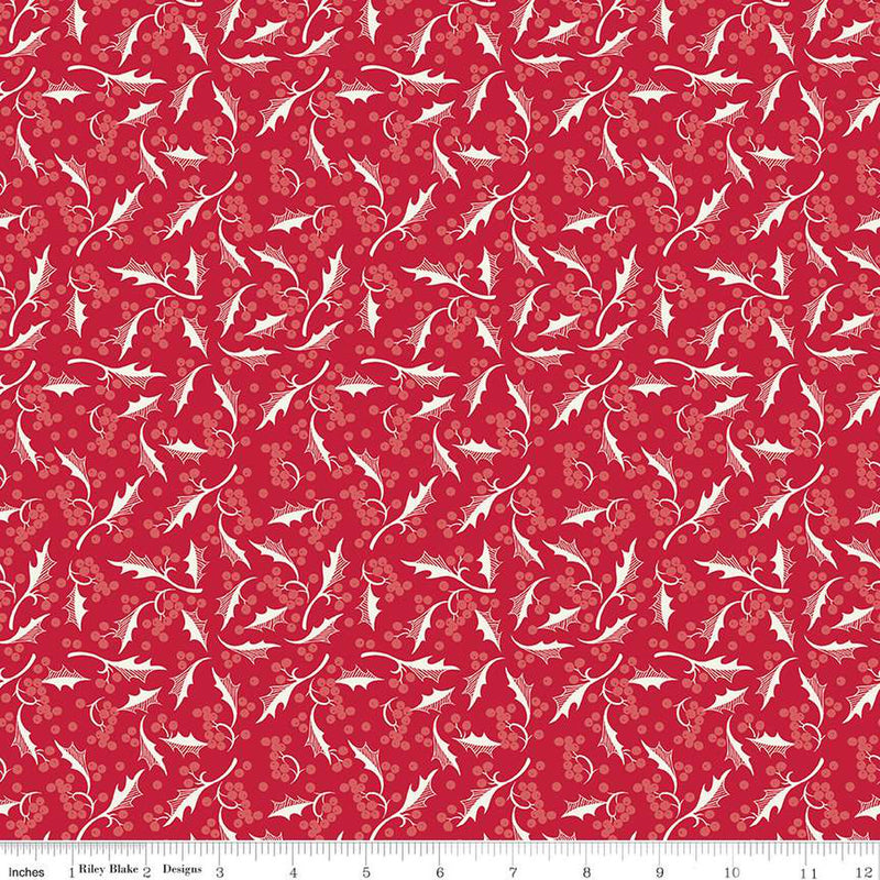 Merry Little Christmas Red Holly Yardage by My Mind's Eye for Riley Blake Designs |C14845 RED