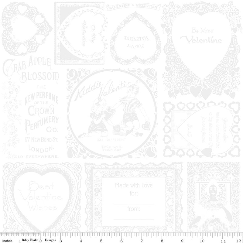 Take Heart Frame Blender White-on-White Yardage by J. Wecker Frisch for Riley Blake Designs | C15385-WHITE