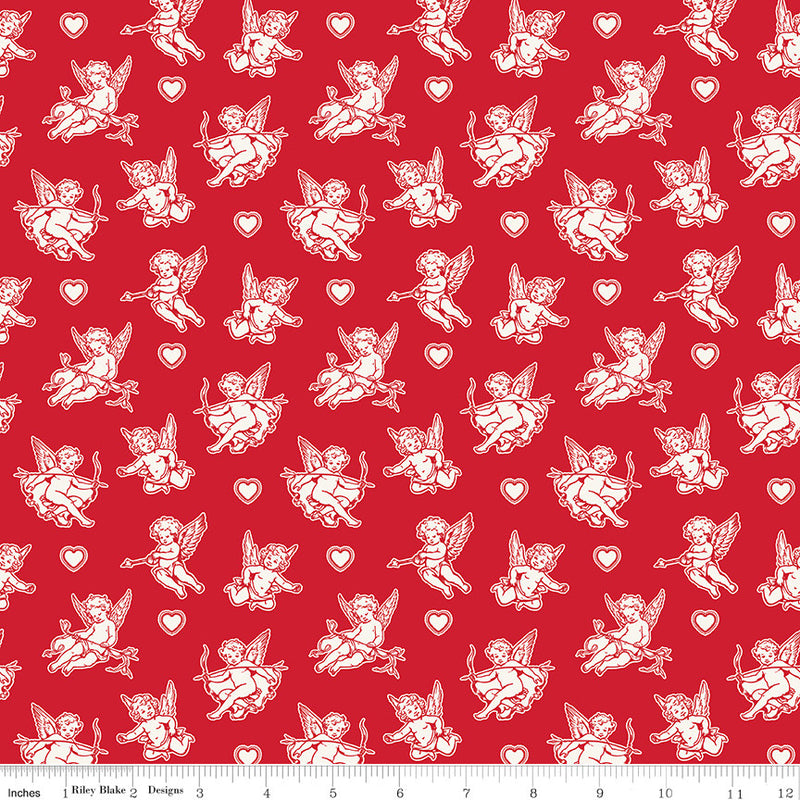 Letters to Cupid Cupids Red Yardage by My Mind's Eye for Riley Blake Designs | C16982-RED