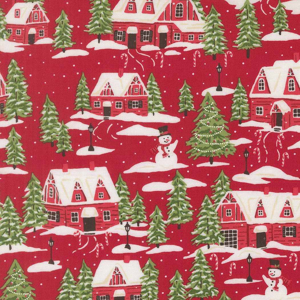 Holiday Cheer Cardinals Village Poinsettia Yardage by Stacy Iest Hsu for Moda Fabrics | 20972 17