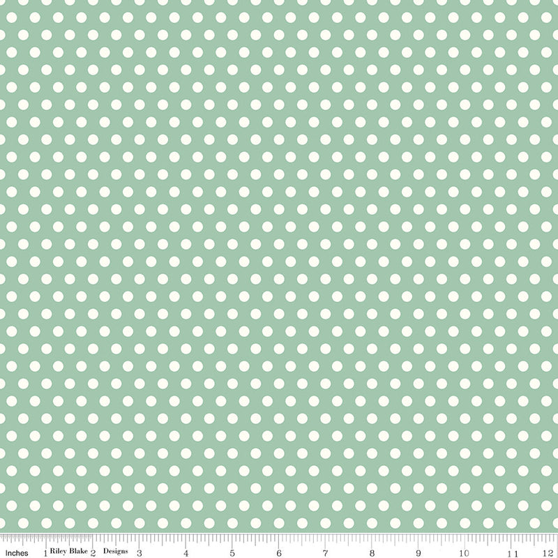 Sunsetridge Dots Honey Yardage by Minki Kim for for Riley Blake Designs | C15735-SEAFOAM
