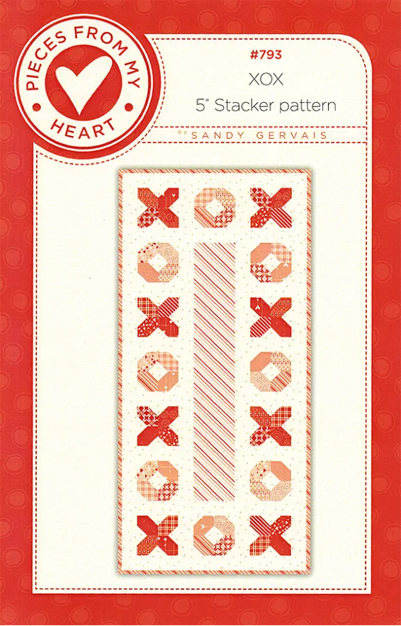 XOX Runner Pattern by Sandy Gervais of Pieces From My Heart | P157-XOX | Table Runner Pattern