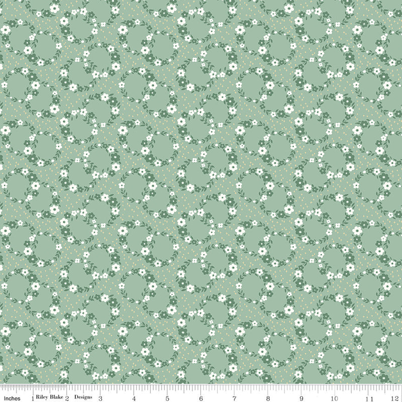 PRESALE Mary Catherine Wreaths Sage Yardage by Amy Smart for Riley Blake Designs | C16701-SAGE