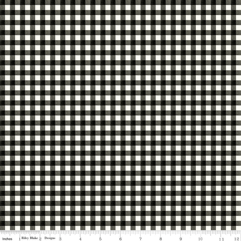 PRESALE Charming Christmas Gingham Black Yardage by Kelsey Carlson for Riley Blake Designs | C16356-BLACK
