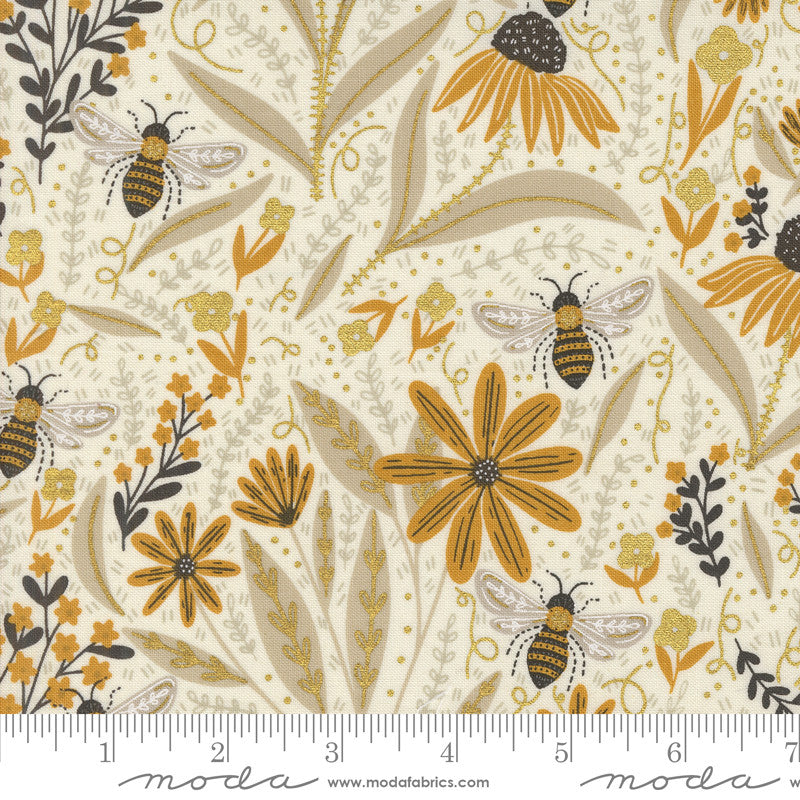 PRESALE Bee Garden Metallic Porcelain by Gingiber for Moda Fabrics | 48410 11M