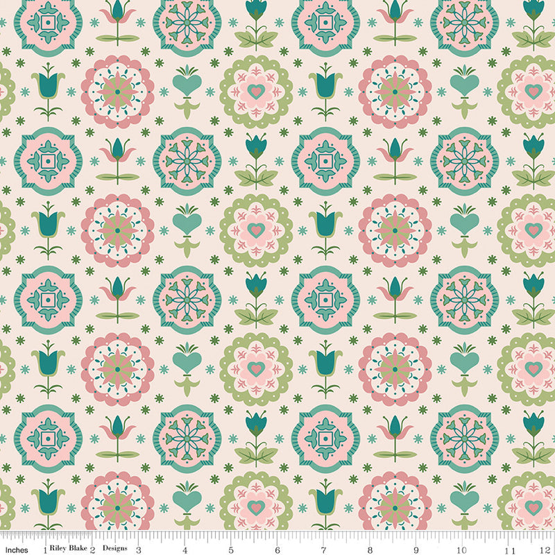 PRESALE Wide Back Piece & Plenty Spring Charm Lagoon Yardage by Lori Holt of Bee in my Bonnet | 108" Wide Backing Fabric | WB15896-LAGOON