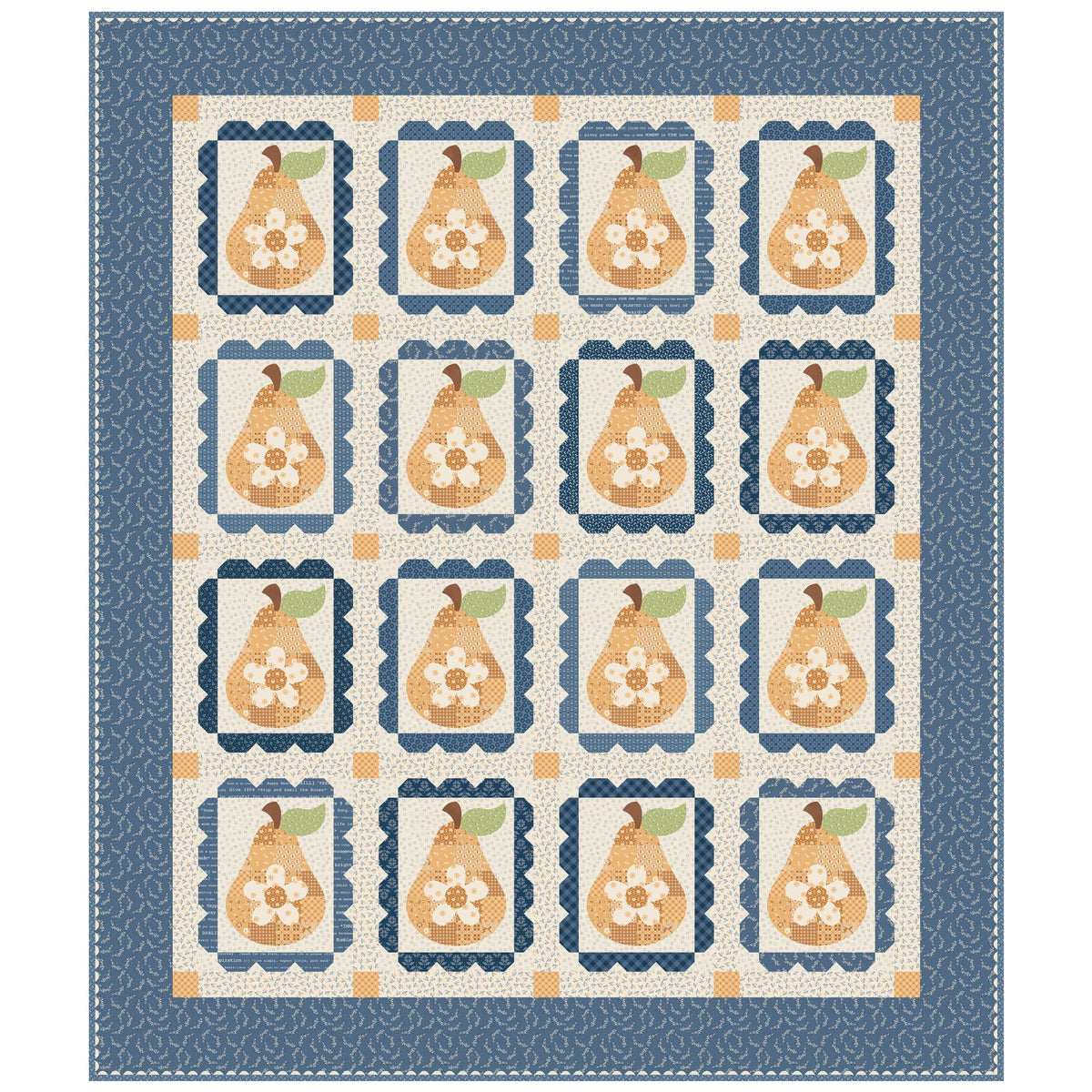 PRESALE Sweet Golden Pears Quilt Kit With Denim & Daisy by Lori Holt of Bee in my Bonnet |  KT-18130