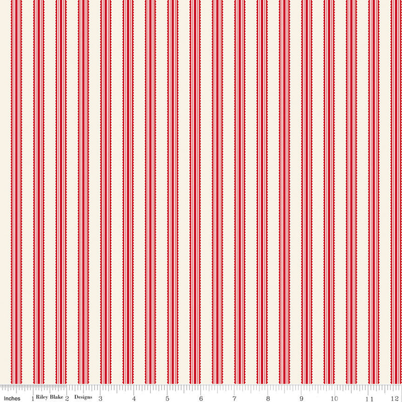 Letters to Cupid Stripes Cream Yardage by My Mind's Eye for Riley Blake Designs | C16985-CREAM