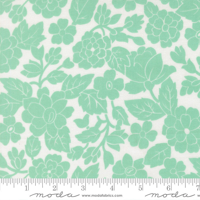 PRESALE Bloomsberry London Damask White Aqua Yardage by Camille Roskelley for Moda Fabrics | 55351 11