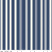 Freedom Garden Stripes Blue Yardage by My Mind's Eye for Riley Blake Designs | C15623-BLUE