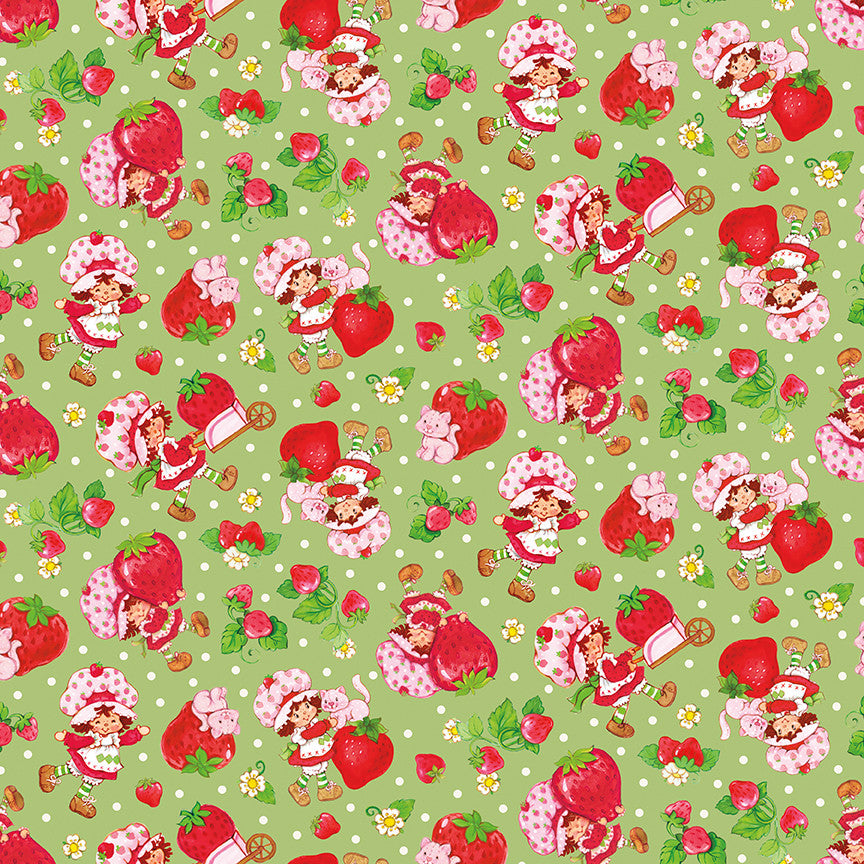 PRESALE The World of Strawberry Shortcake Toss Green Yardage for Riley Blake Designs | C18561-GREEN