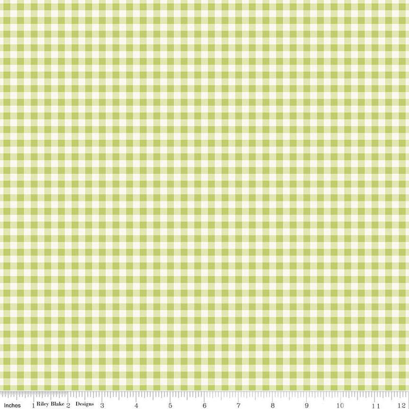 Picnic Florals Green Gingham Yardage by My Mind's Eye for Riley Blake Designs | C14614 GREEN