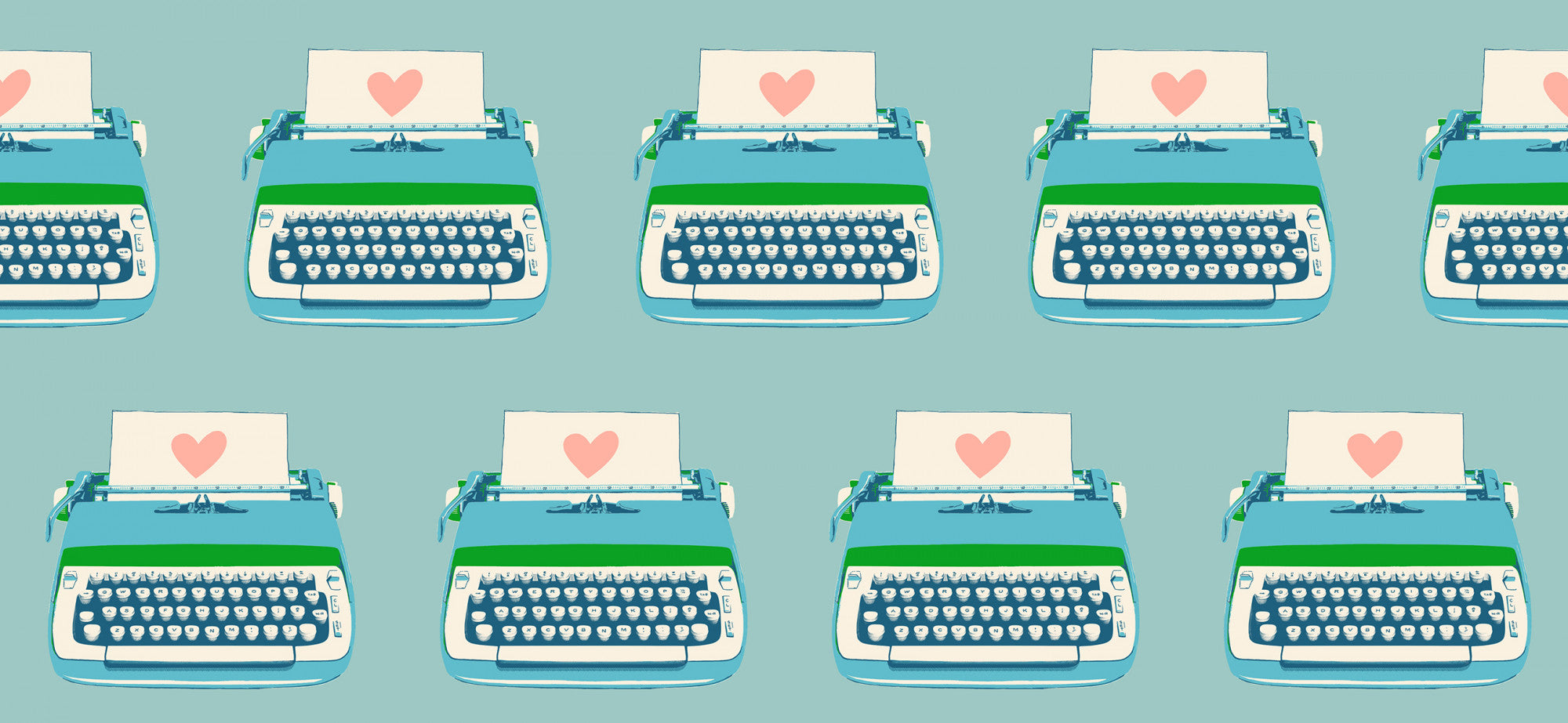 Best Day Ever Typewriters Turquoise Yardage by Melody Miller for Ruby Star Society | RS0104 15
