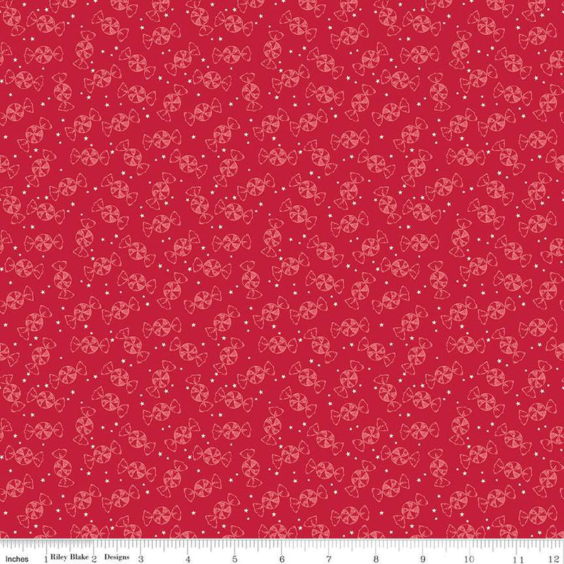 Merry Little Christmas Red Peppermint Yardage by My Mind's Eye for Riley Blake Designs |C14846 RED