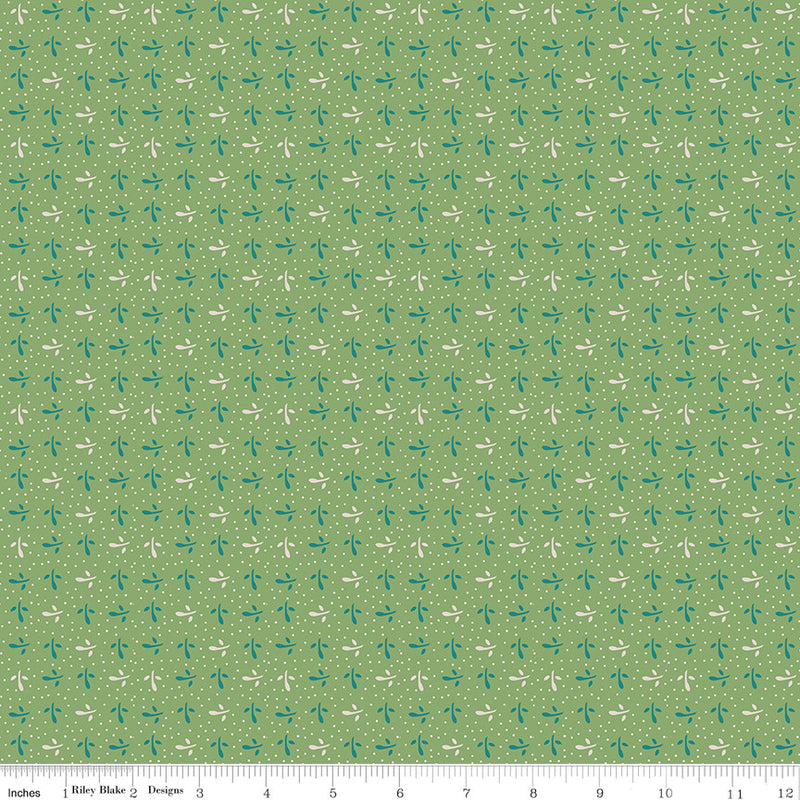Piece & Plenty Sprout Basil Yardage by Lori Holt for Riley Blake Designs | 5 Yard Backing | C15883-BASIL
