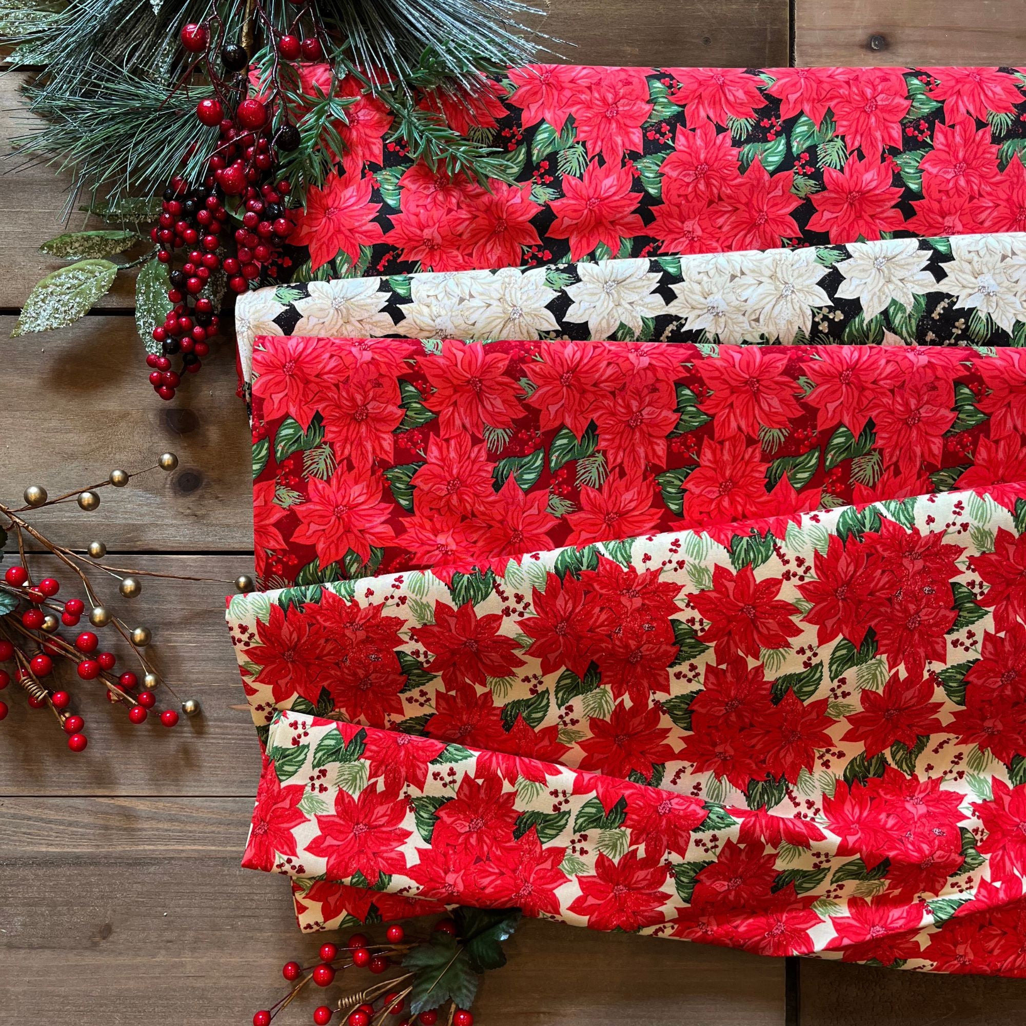 PRESALE Holiday Cheer Custom Fat Quarter Bundle Poinsettia by Stacy Iest Hsu for Moda Fabrics | X FQs | Curated Bundle