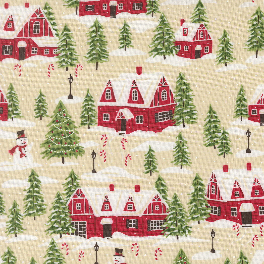 Holiday Cheer Cardinals Village Natural Yardage by Stacy Iest Hsu for Moda Fabrics | 20972 11