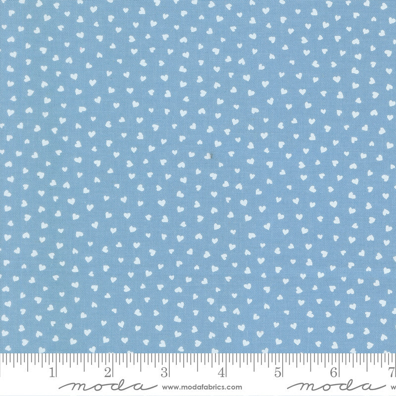 PRESALE Funny Valentine Tiny Hearts Sky Yardage by Lizzy House for Moda Fabrics | 37148 25