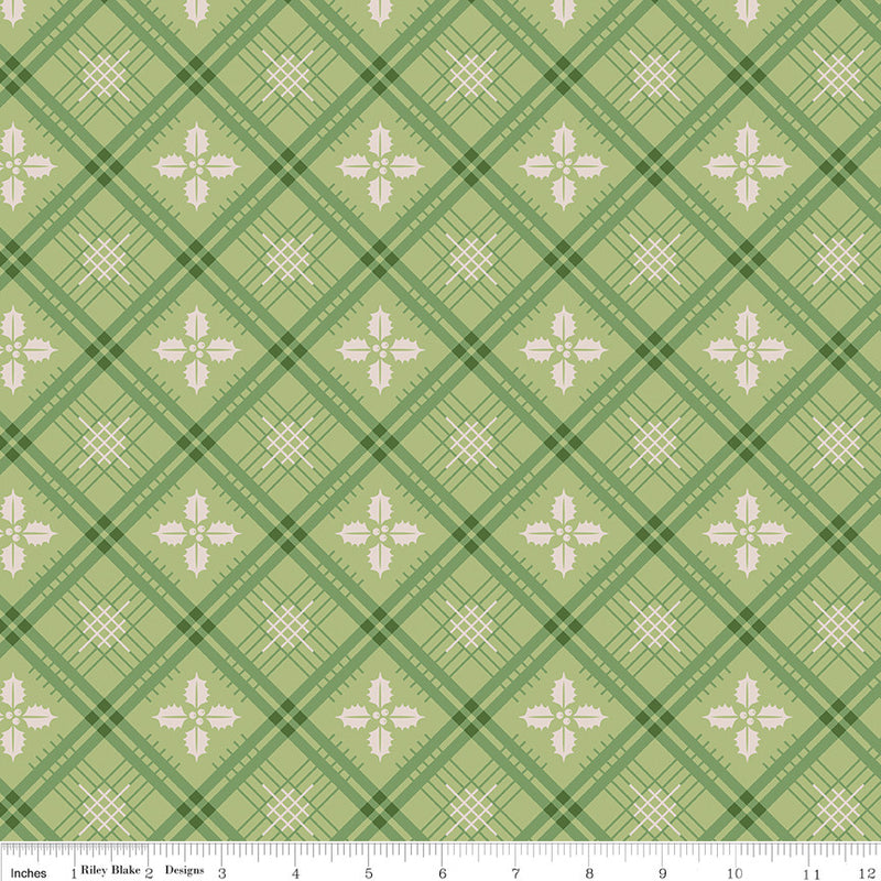 Wide Back Home Town Holiday Holly Raindrop Yardage by Lori Holt | Wide Quilt Backing Fabric | WB14927-LETTUCE