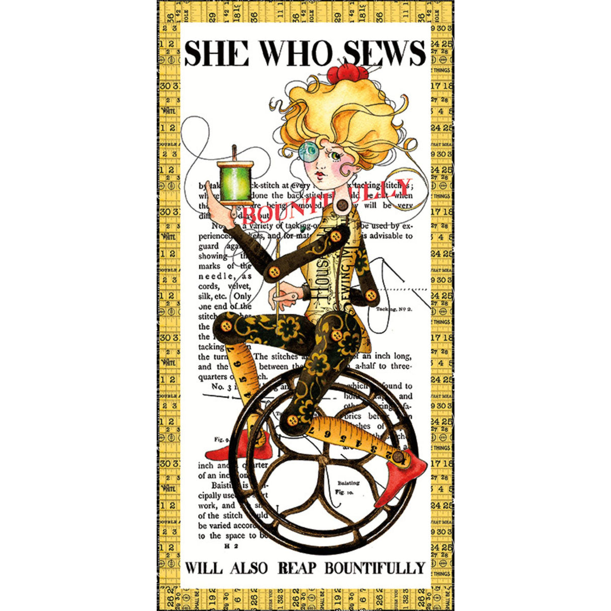 PRESALE She Who Sews–The Maker Machine Made Wall Panel by J. Wecker Frisch for Riley Blake Designs | Panel size 24" x 54" | PD18521-PANEL