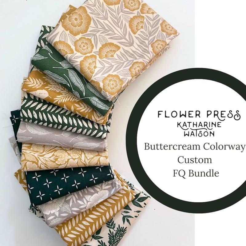 Flower Press Buttercream Colorway Fat Quarter Bundle by Katharine Watson for Moda Fabrics | Custom Bundle | 10 FQs