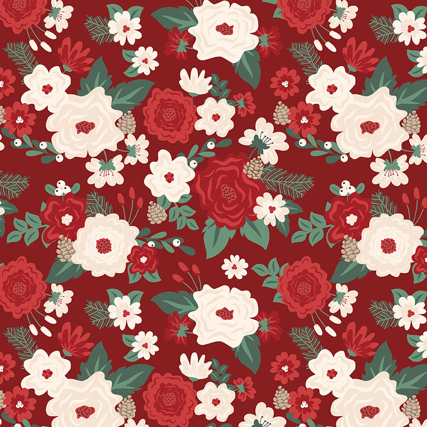 PRESALE Evergreen Wishes Main Red Yardage by Traci Reed for Riley Blake Designs | C17810-RED
