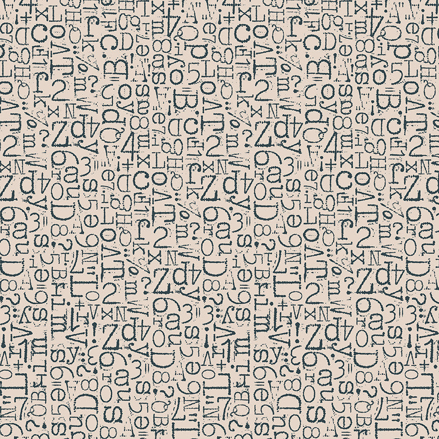 Wide Back TYPE/ography Vintage Type Blackboard Yardage by Lori Holt | 108" Wide Backing Fabric | WB16852-BLACKBOARD