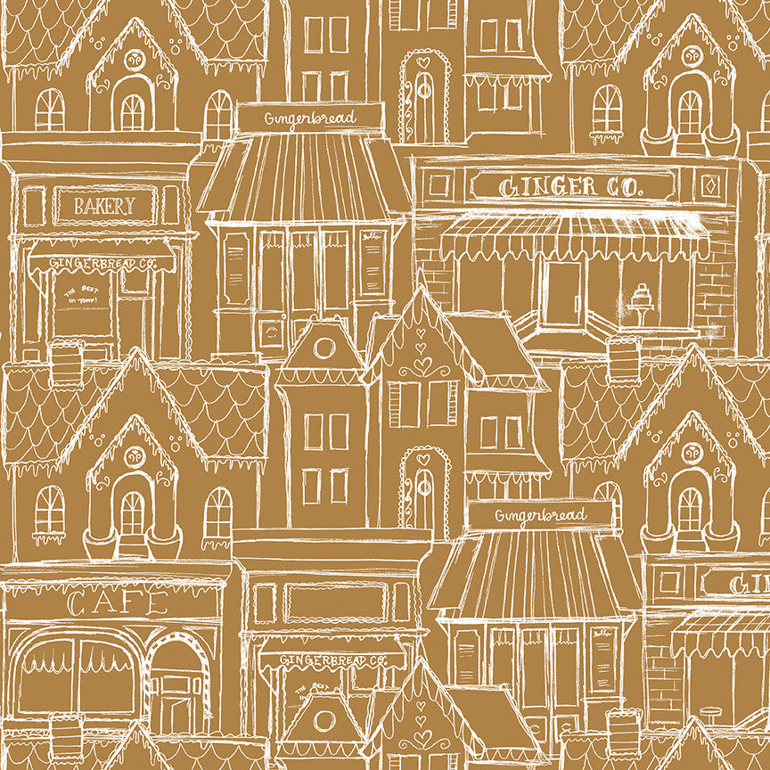 PRESALE Gingerbread Village Gingersnap Yardage by J. Wecker Frisch for Riley Blake Designs | C17843-GINGERSNAP