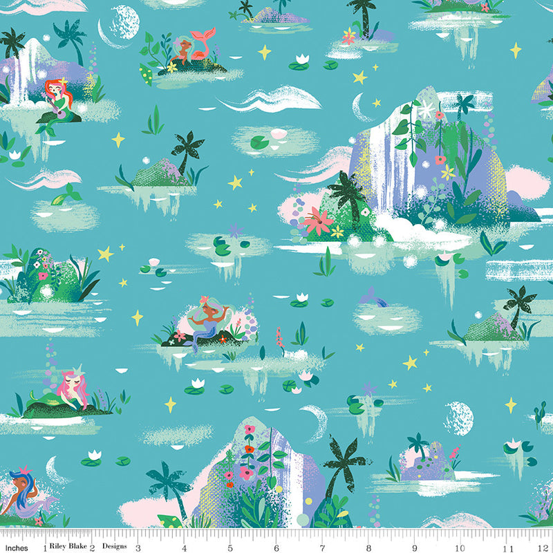 PRESALE Forever Neverland Mermaid Lagoon Peacock Yardage by Jill Howarth for Riley Blake Designs | C15901-PEACOCK