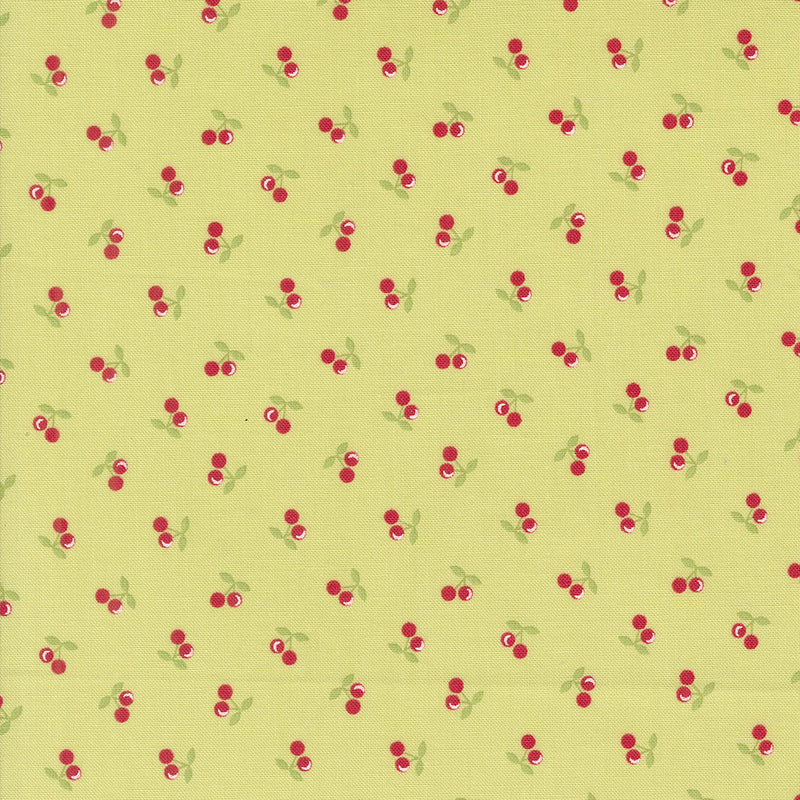 PRESALE Cali & Co Cherries Light Lime Yardage by Corey Yoder for Moda Fabrics | 29194 18