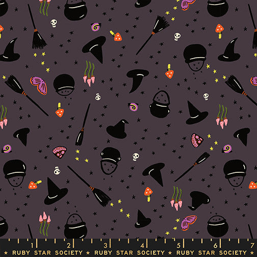 PRESALE Freaky Familiars Witchy Woman Eggplant Yardage by Ruby Star Society | RS5195 16