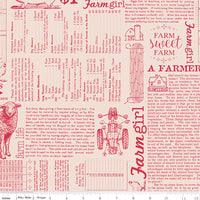 PRESALE Farmers Daughter Farm Life Background Tea Rose Yardage by Lori Holt of Bee in My Bonnet | C17190-TEAROSE