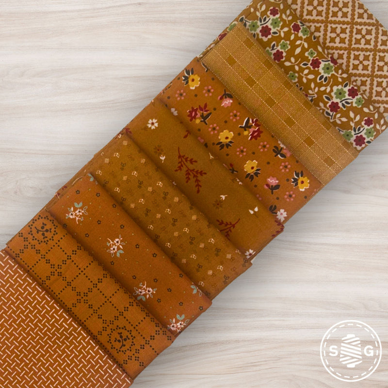 Gentler Times Custom Fat Quarter Bundle Orange by Lori Holt of Bee in My Bonnet | 9 FQs