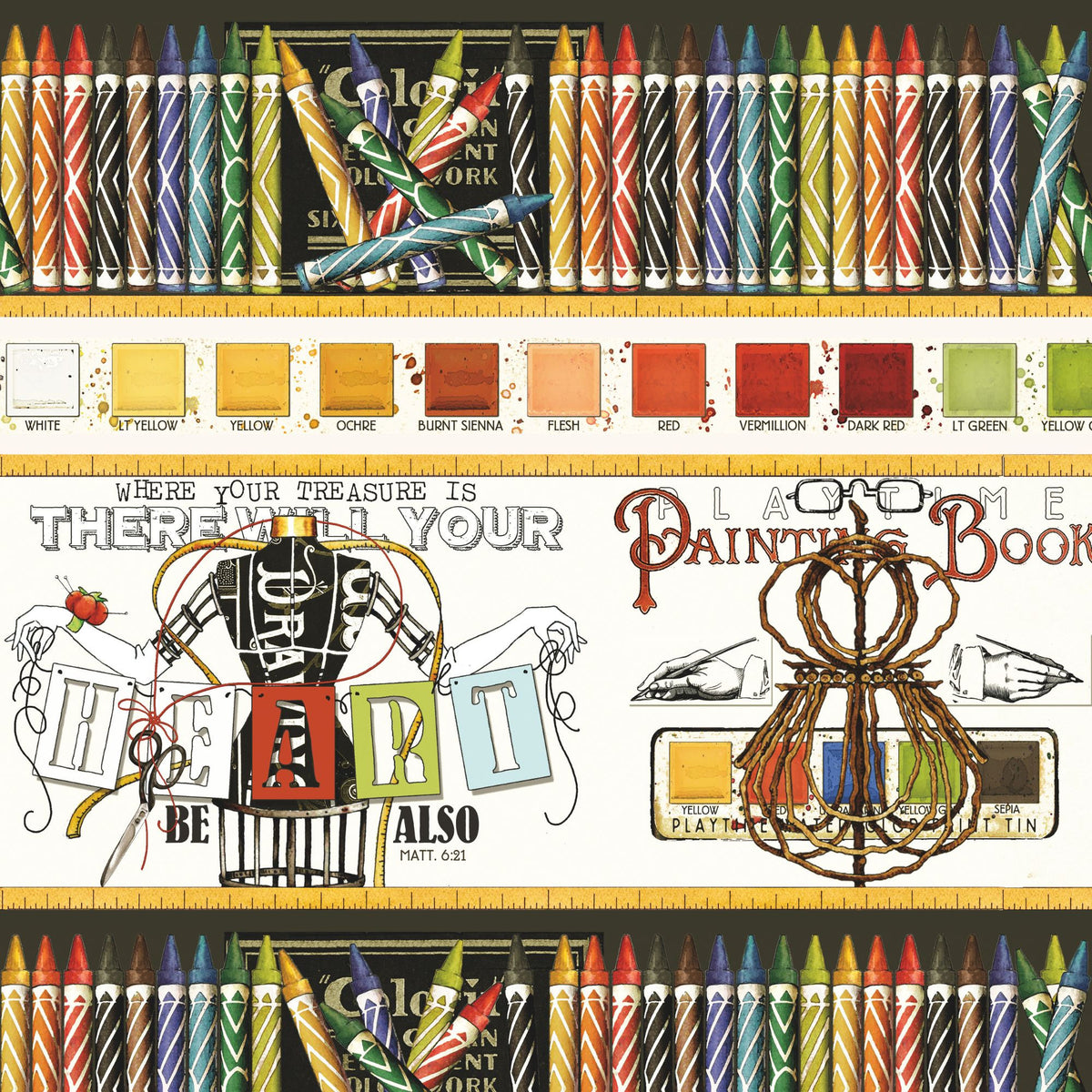 PRESALE She Who Sews–The Maker Draw Near Border Stripe Multi Yardage by J. Wecker Frisch for Riley Blake Designs | CD18525-MULTI