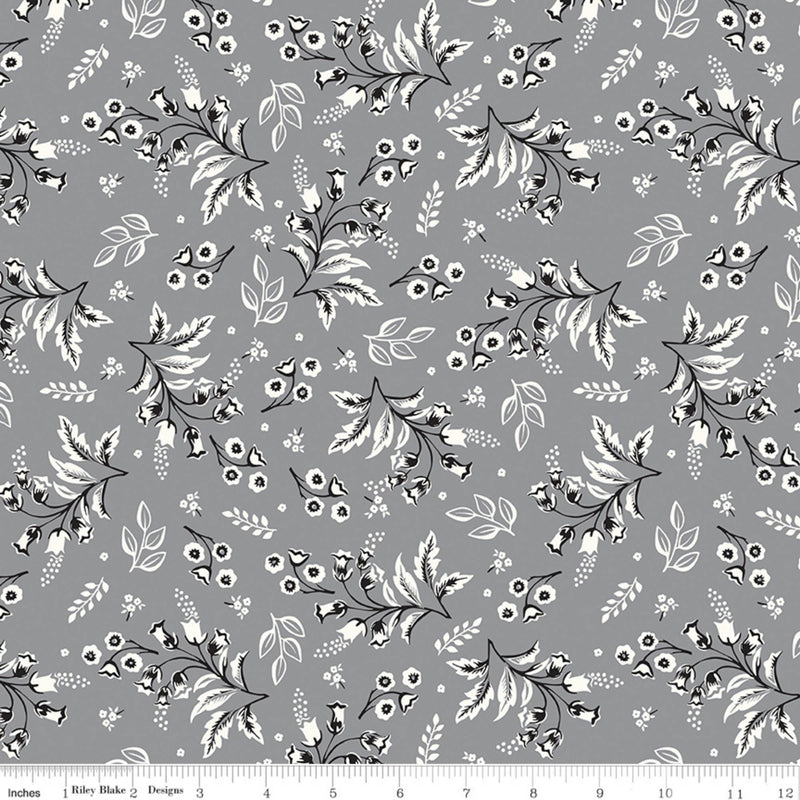 Midnight Meadow Stems Gray Yardage by My Mind's Eye for Riley Blake Designs | C15321-GRAY